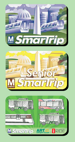 Graphic: SmarTrip card, Senior SmarTrip card, Student SmarTrip card